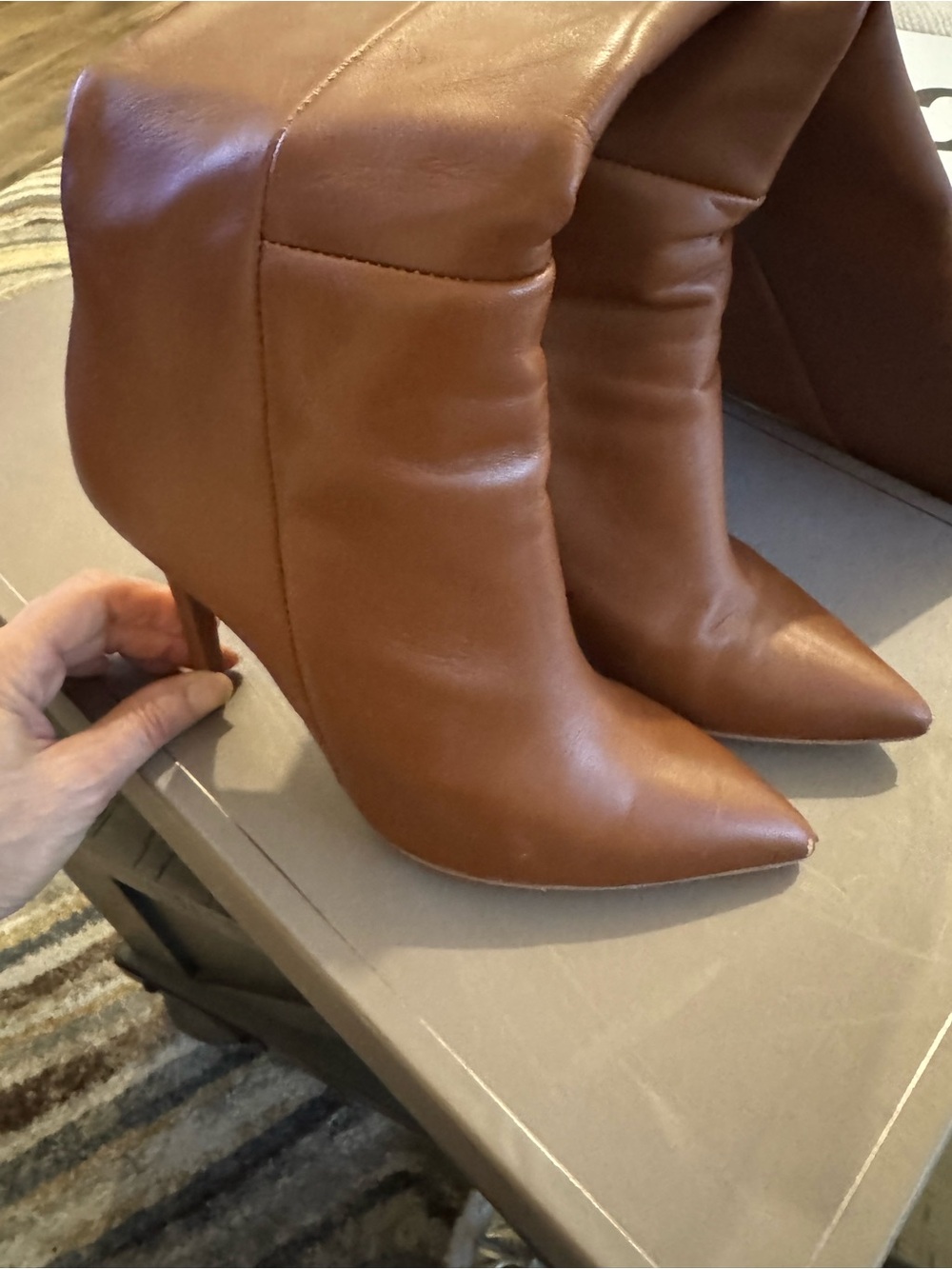 BCBGMaxAzria Over-the-Knee Leather Boot in Cognac Goat Leather - Picture 4 of 7